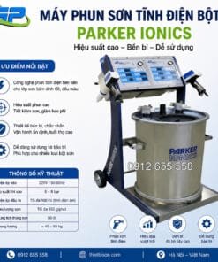 Súng phun sơn tĩnh điện Parker Ionics GX8500 chính hãng, công nghệ Mỹ, phun mịn, bám dính cao, tiết kiệm bột, độ bền cao, phù hợp dây chuyền sơn công nghiệp.