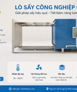 Khám phá lò sấy công nghiệp GP với công nghệ đối lưu khí nóng hiện đại, dải nhiệt 30–250°C. Giải pháp sấy nhanh, tiết kiệm điện năng, phù hợp nhiều ngành sản xuất.