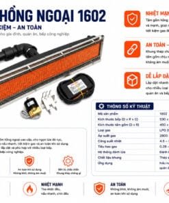 Bếp Gas Hồng Ngoại 1602A nhiệt mạnh, tiết kiệm gas, phù hợp lò sấy sơn tĩnh điện, lò nướng công nghiệp, máy rang cà phê và sấy nông sản