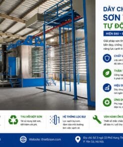 Dây chuyền sơn tĩnh điện tự động hiện đại giúp nâng cao chất lượng lớp sơn, chống ăn mòn, tiết kiệm chi phí và tối ưu năng suất sản xuất. Hệ thống phù hợp cho cơ khí, nội thất, điện tử, ô tô và nhiều ngành công nghiệp khác.
