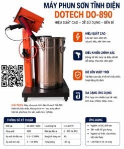 Súng sơn tĩnh điện Dotech DO-890 hiệu suất cao, phun đều, tiết kiệm bột sơn. Vận hành ổn định, phù hợp sơn kim loại, cơ khí, nội thất.