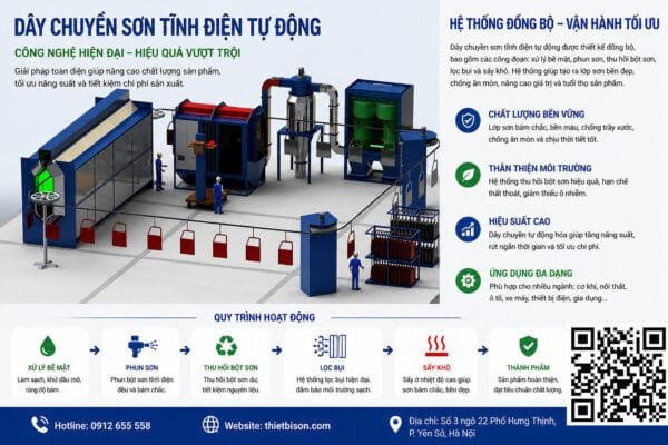 Dây Chuyền Sơn Tĩnh Điện Tự Động Hoạt Động Thế Nào?